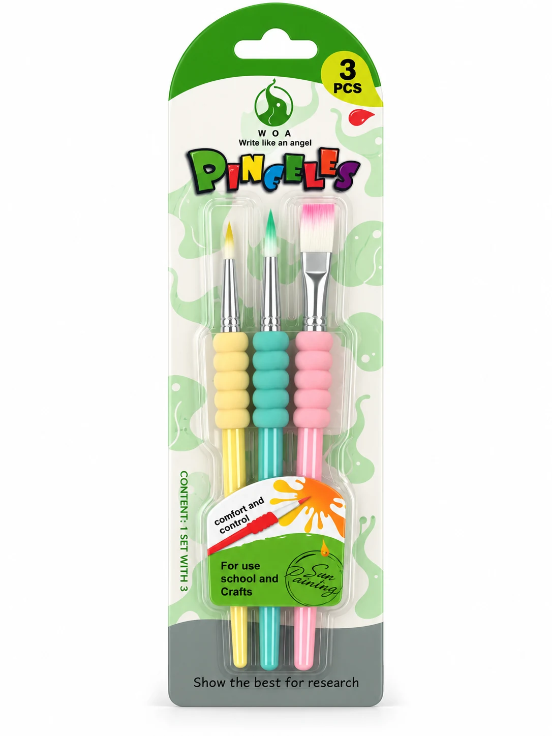 PINCELES SOFT SÜNGERLİ 3'LÜ RENKLİ FIRÇA SETİ / 60 / 480 - YS-B4903